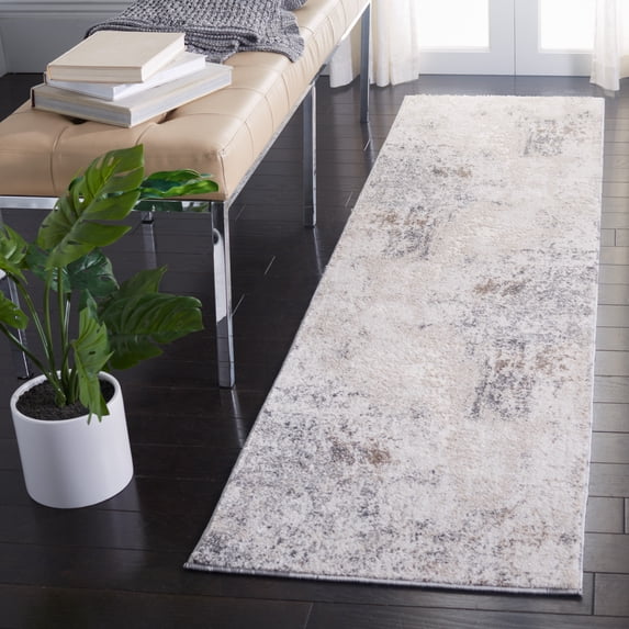 SAFAVIEH Aston Charmaine Abstract Runner Rug, Ivory/Gray, 2' x 8'