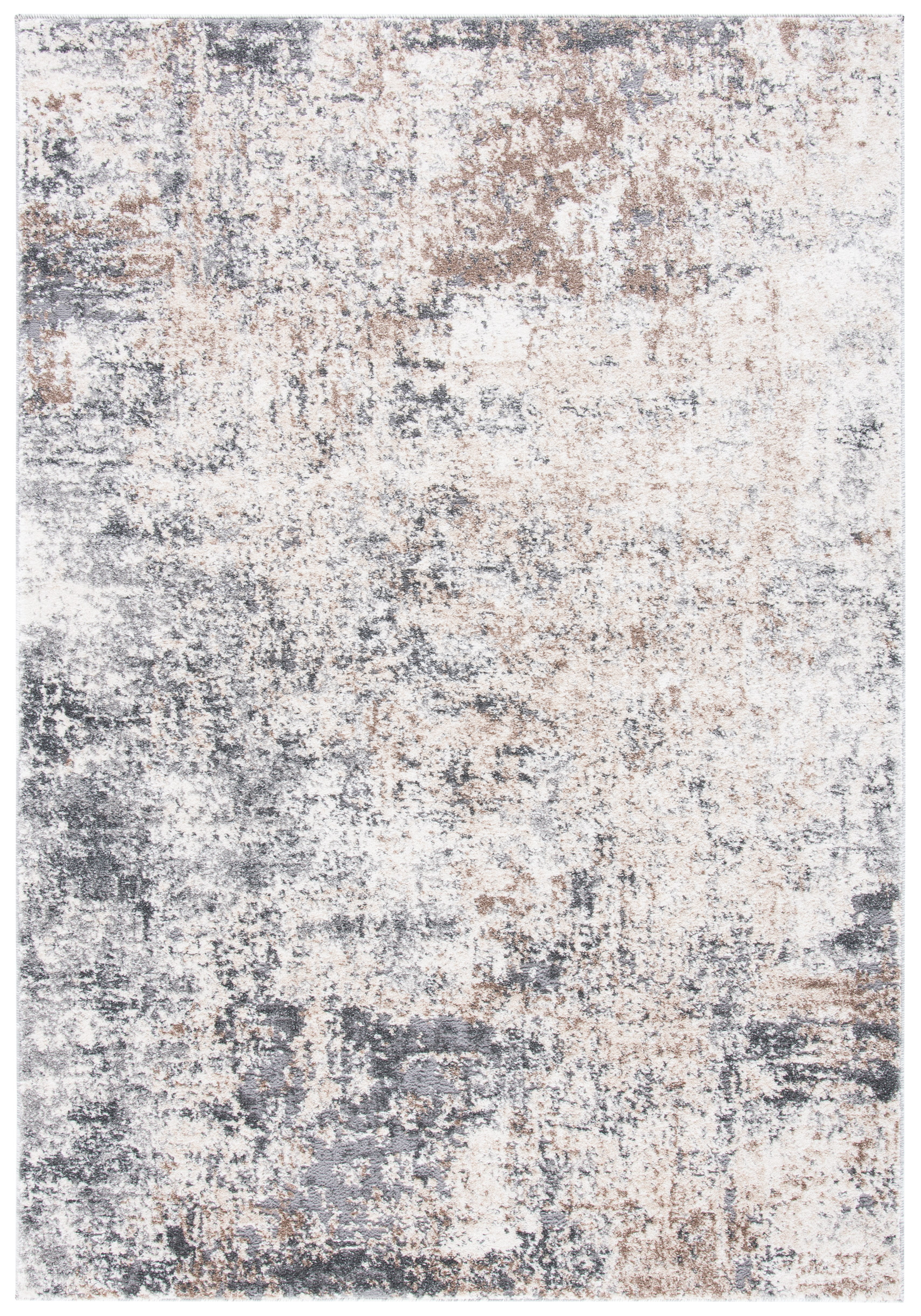 Gray Abstract Hand-knotted Synthetic 4' x 6' Rug