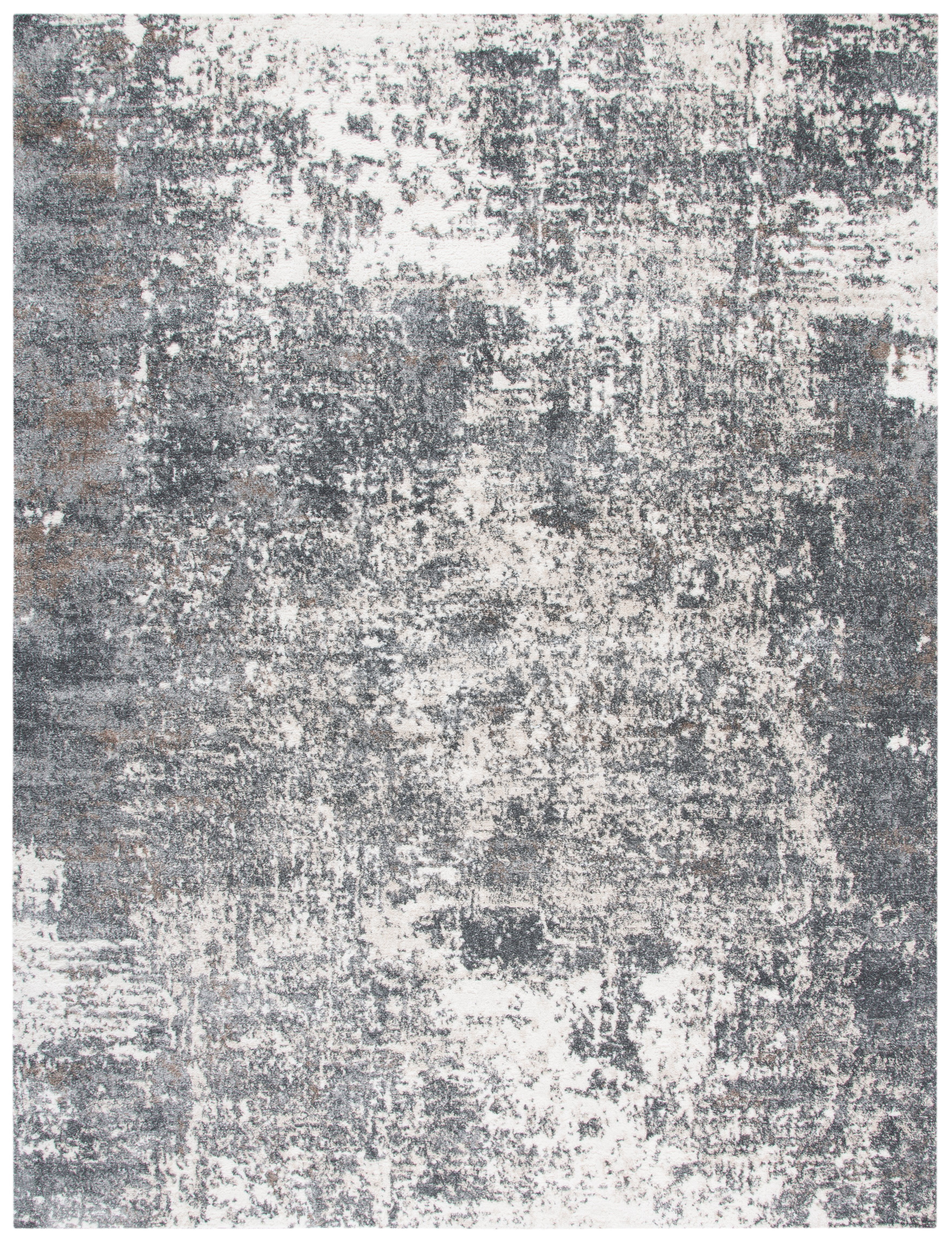Abstract Elegance 9' x 12' Gray Hand-Knotted Synthetic Rug