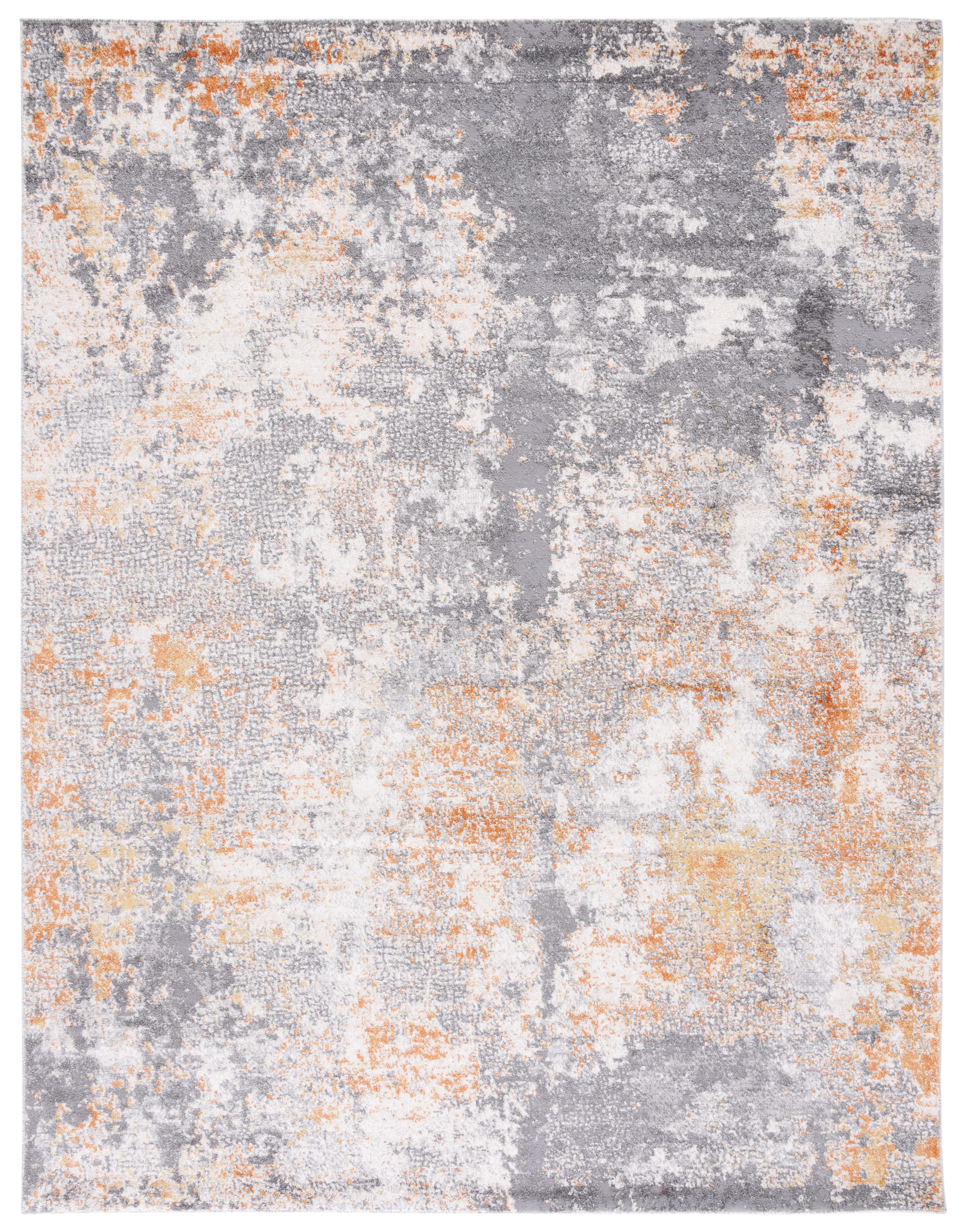 Gray Abstract Hand-Knotted Synthetic 8' x 10' Rug