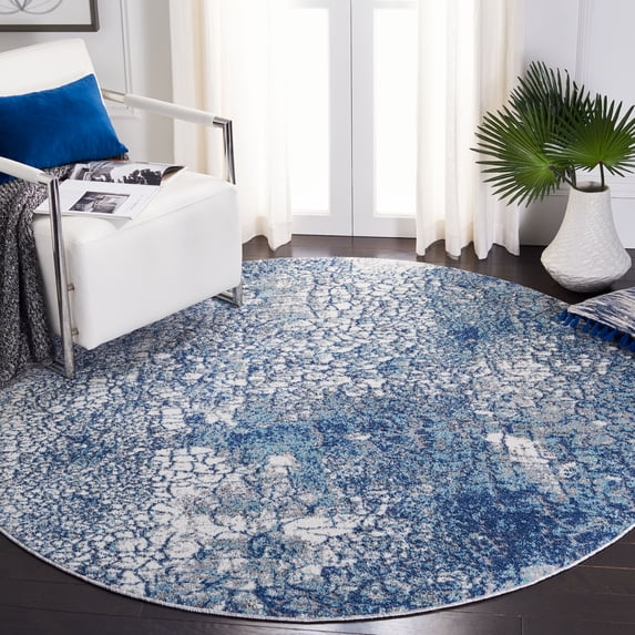 SAFAVIEH Aston Cornelius Abstract Area Rug, Navy/Gray, 6'7" x 6'7" Round