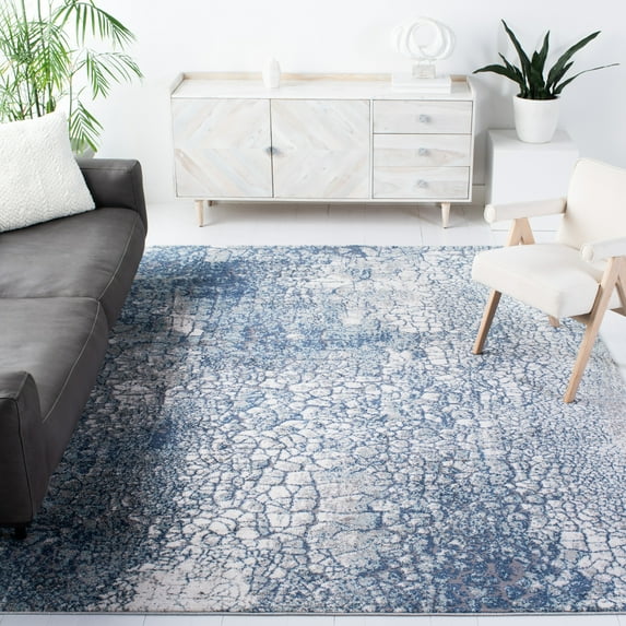 SAFAVIEH Aston Cornelius Abstract Area Rug, Navy/Gray, 6'7" x 6'7" Square