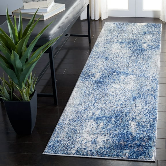SAFAVIEH Aston Cornelius Abstract Runner Rug, Navy/Gray, 2' x 7'