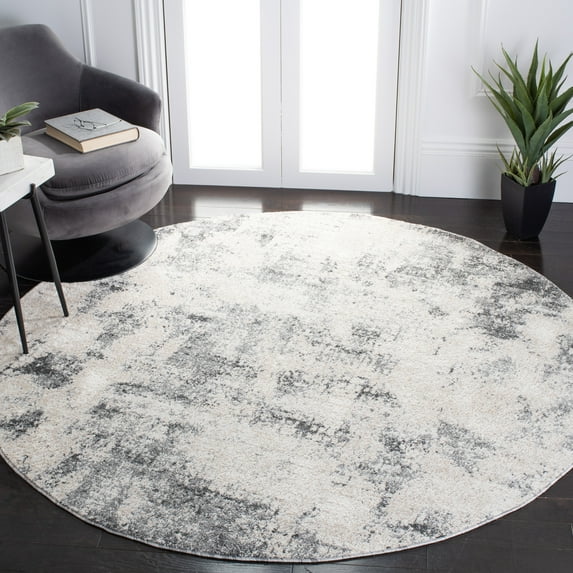 SAFAVIEH Aston Georgiana Abstract Area Rug, Ivory/Gray, 6'7" x 6'7" Round