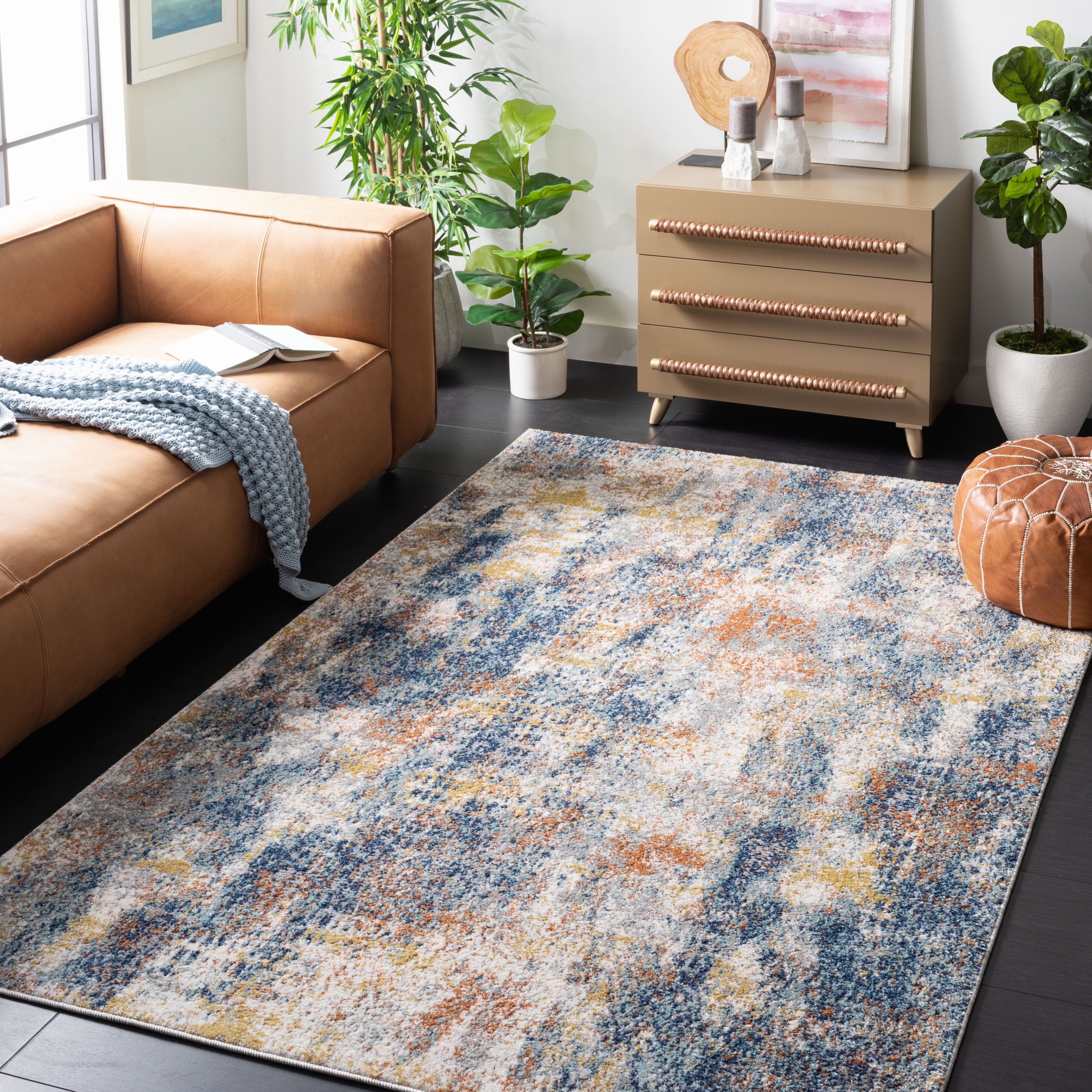 SAFAVIEH Aston Georgiana Abstract Area Rug, Navy/Gold, 4' x 6'