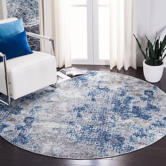 SAFAVIEH Aston Georgiana Abstract Area Rug, Navy/Gray, 3' x 3' Round