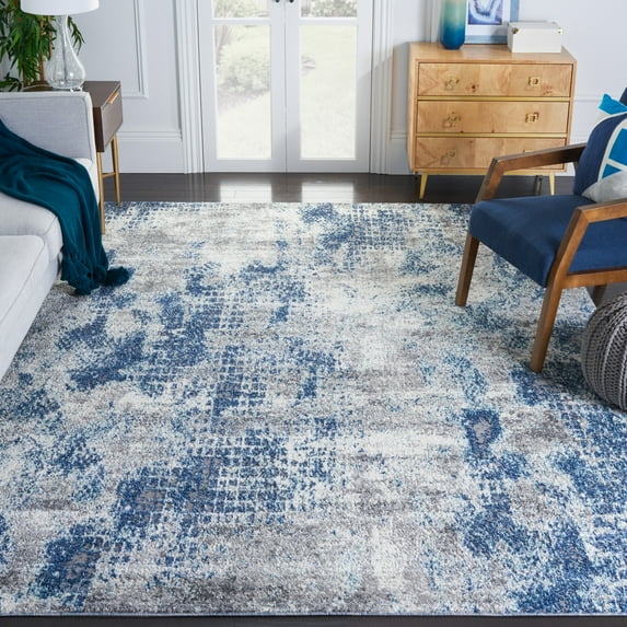 SAFAVIEH Aston Georgiana Abstract Area Rug, Navy/Gray, 6'7" x 6'7" Square
