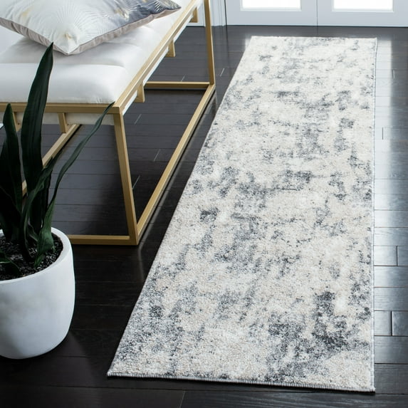 SAFAVIEH Aston Georgiana Abstract Runner Rug, Ivory/Gray, 2' x 8'