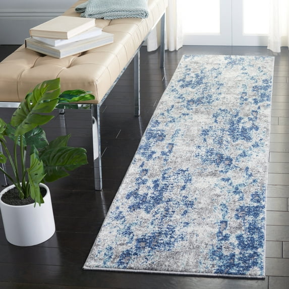 SAFAVIEH Aston Georgiana Abstract Runner Rug, Navy/Gray, 2' x 5'