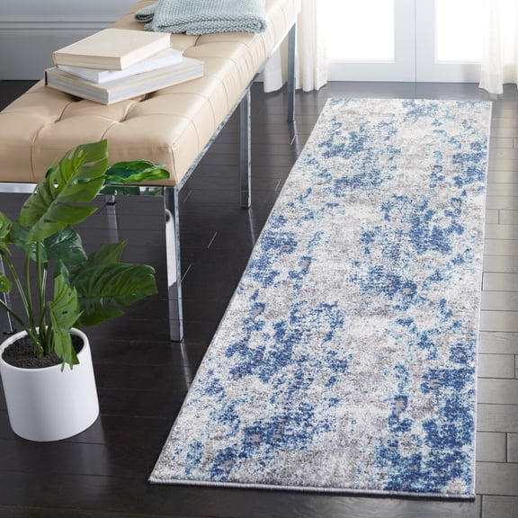 SAFAVIEH Aston Georgiana Abstract Runner Rug, Navy/Gray, 2' x 5'