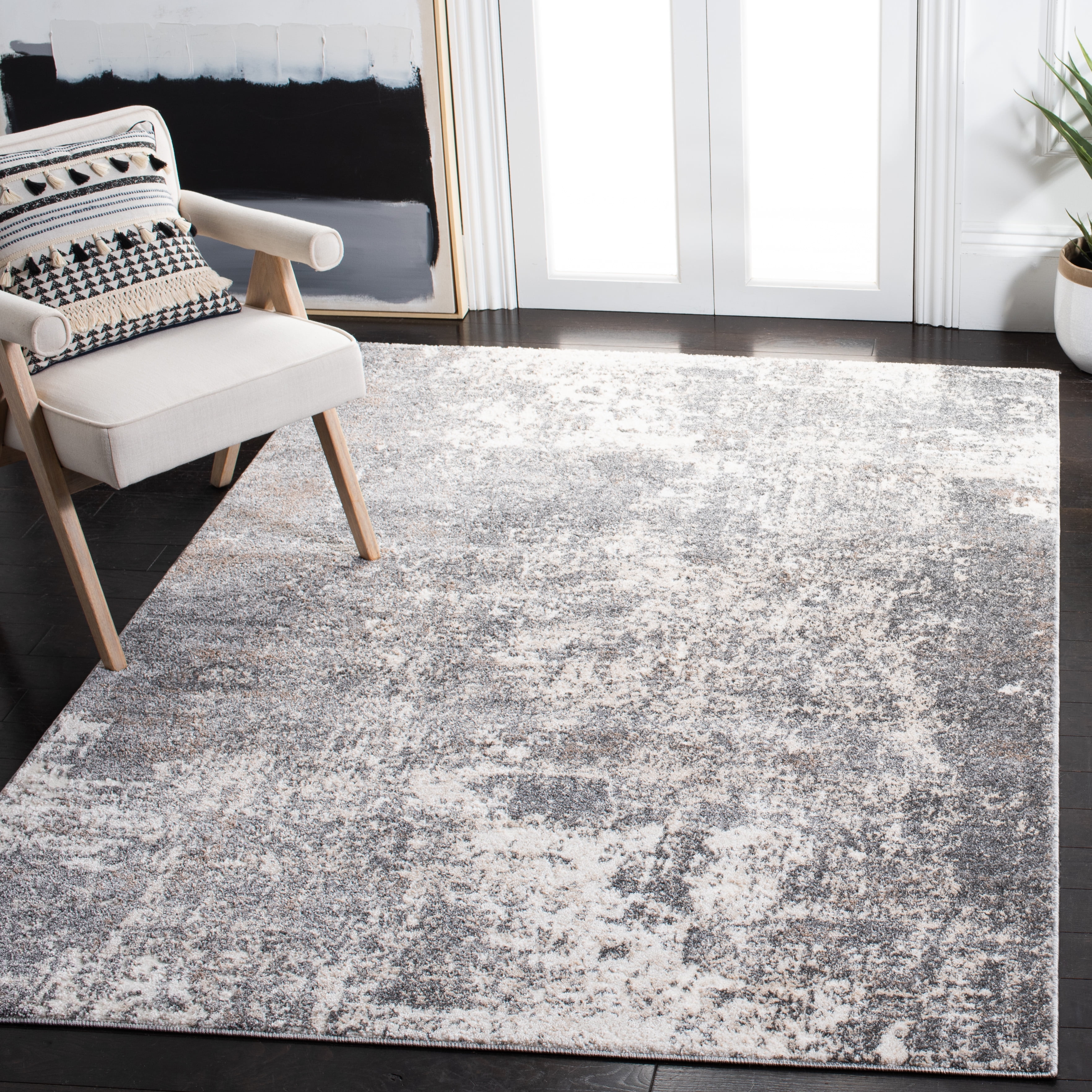 SAFAVIEH Aston Mackenzie Abstract Area Rug, Gray/Ivory, 4' x 6'