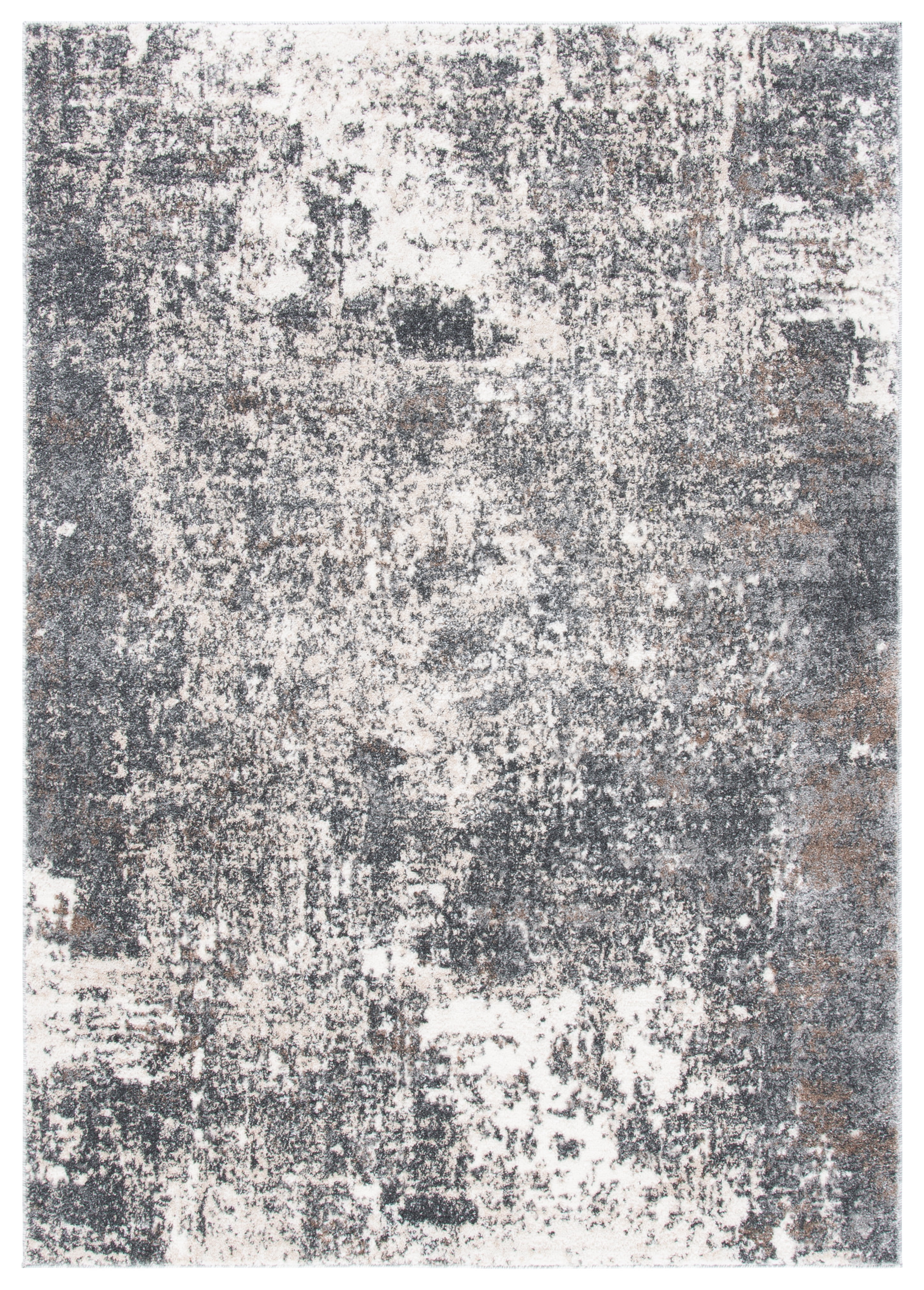 Gray and Ivory Abstract Hand-knotted 4' x 6' Rug