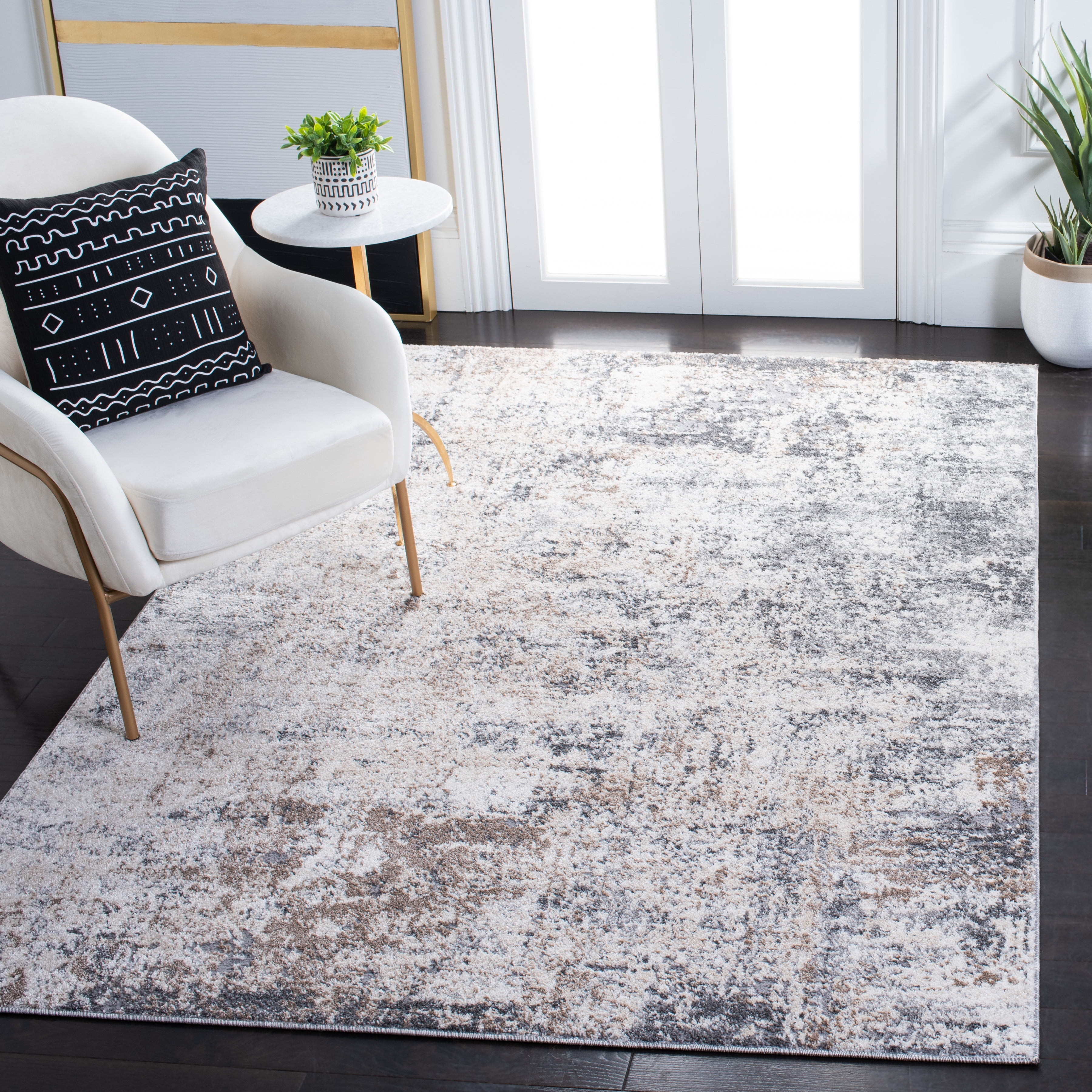 SAFAVIEH Aston Mackenzie Abstract Area Rug, Ivory/Gray, 4' x 6'
