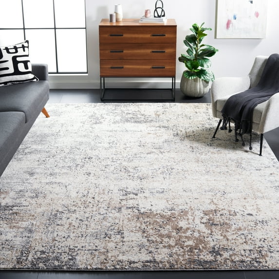 SAFAVIEH Aston Mackenzie Abstract Area Rug, Ivory/Gray, 6'7" x 6'7" Square