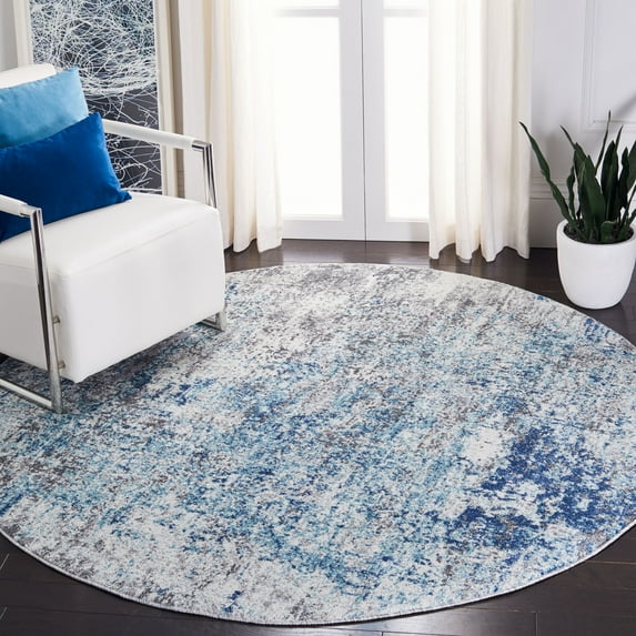 SAFAVIEH Aston Mackenzie Abstract Area Rug, Light Blue/Gray, 7'10" x 7'10" Round