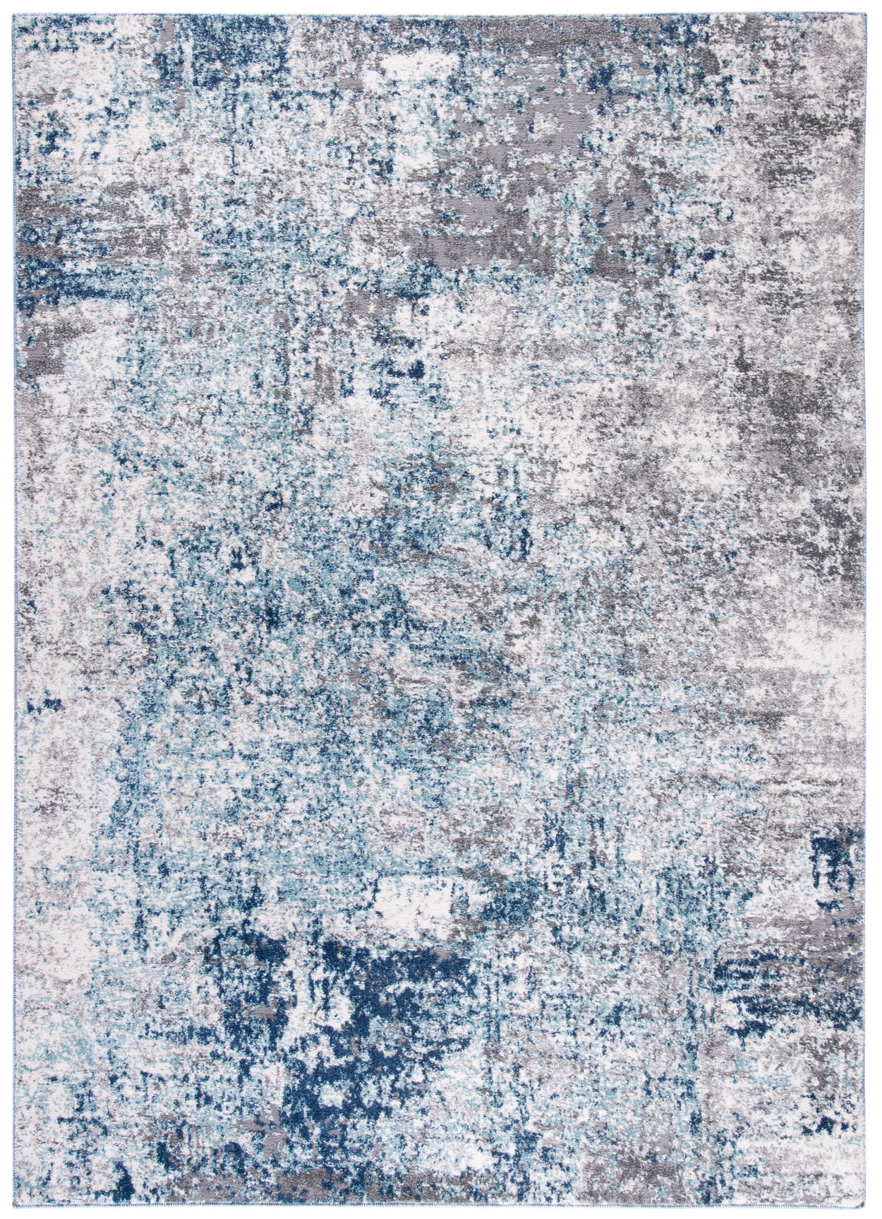 Gray Abstract Synthetic 3' x 5' Area Rug