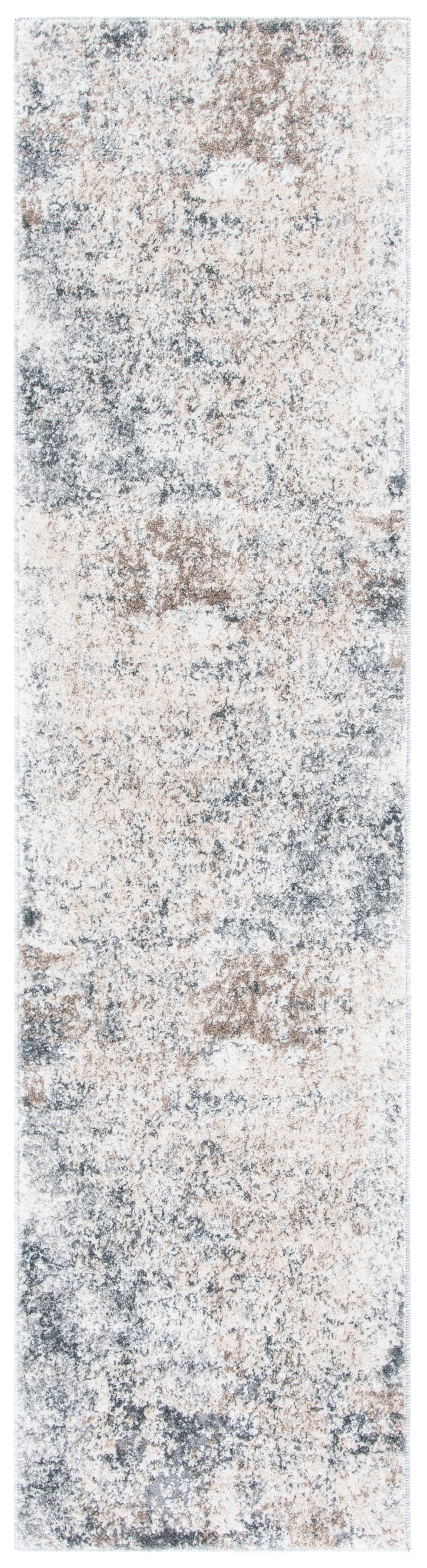 Ivory and Gray Abstract Stain-Resistant Runner Rug