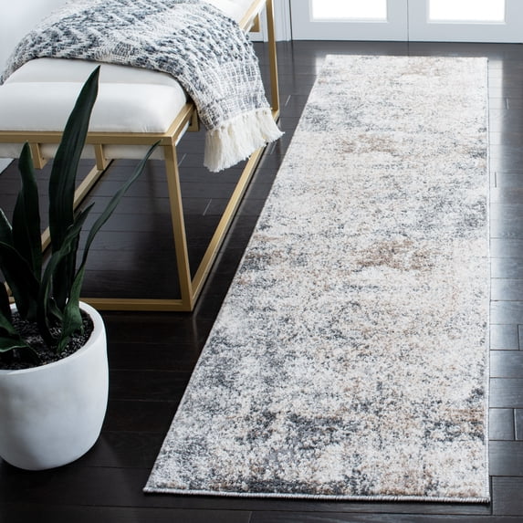 SAFAVIEH Aston Mackenzie Abstract Runner Rug, Ivory/Gray, 2' x 6'