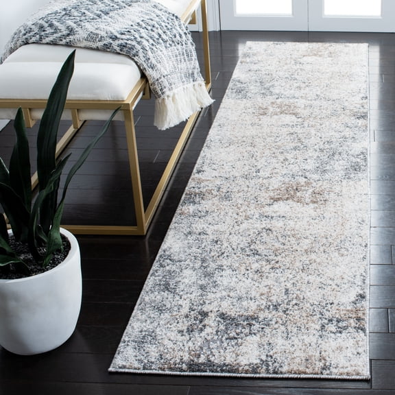 SAFAVIEH Aston Mackenzie Abstract Runner Rug, Ivory/Gray, 2' x 6'