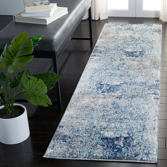 SAFAVIEH Aston Mackenzie Abstract Runner Rug, Light Blue/Gray, 2' x 5'