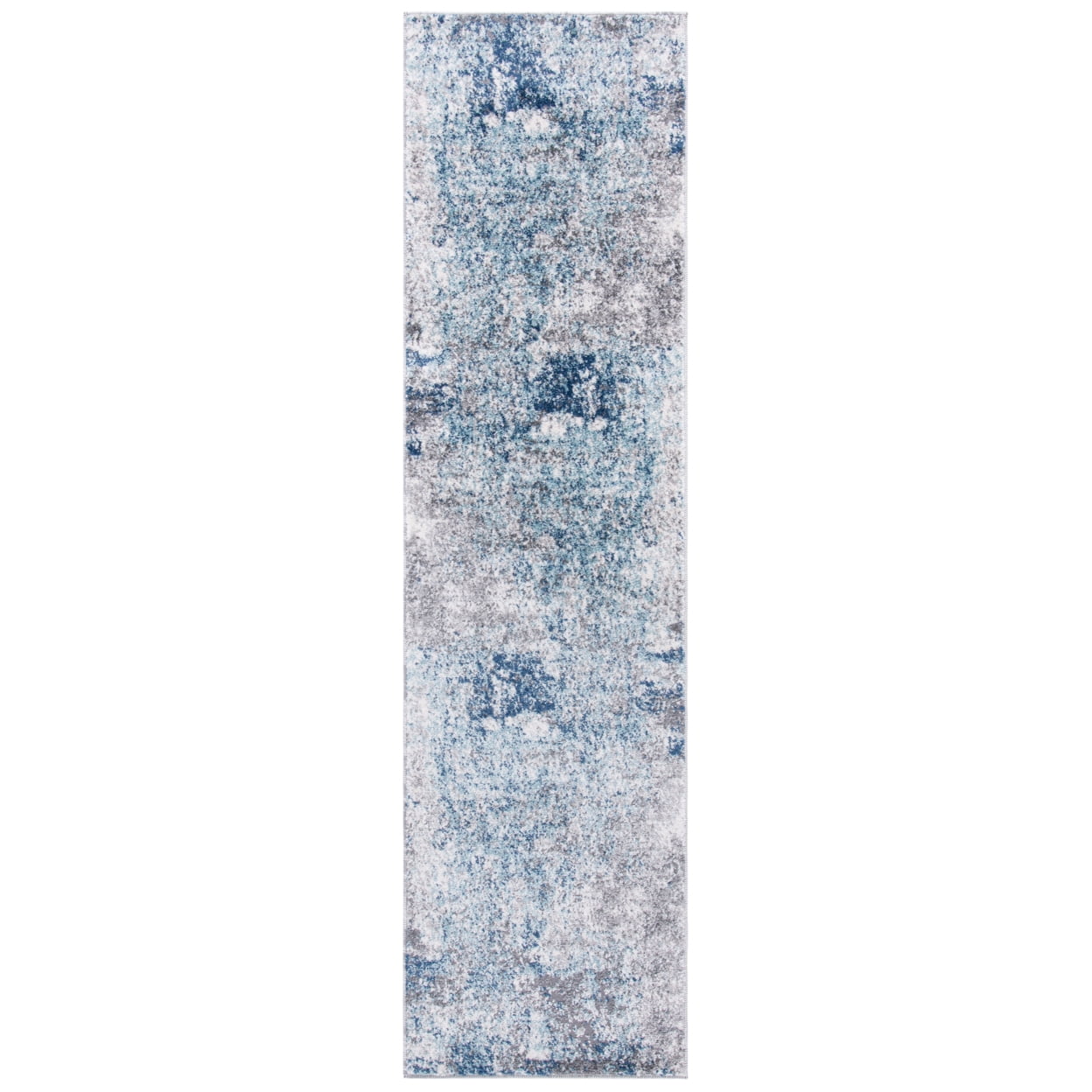 Gray and Blue Abstract Synthetic Area Rug