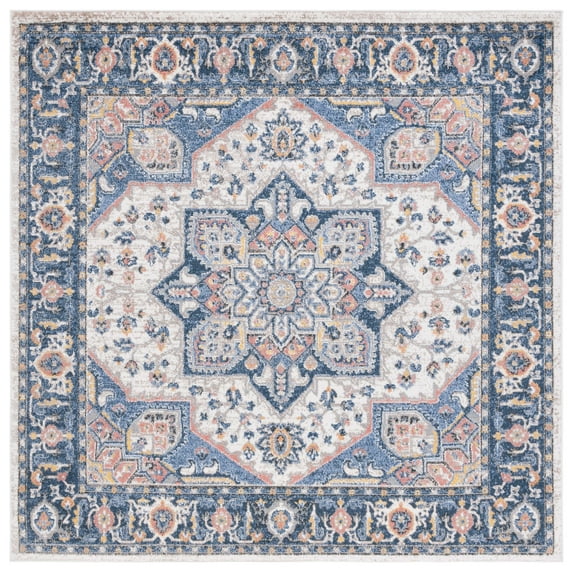 SAFAVIEH Astoria Kaelea Traditional Area Rug, Blue/Rust, 6'7" x 6'7" Square