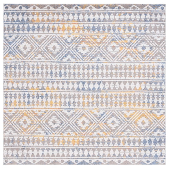 SAFAVIEH Astoria Lalia Southwestern Area Rug, Grey/Ivory, 6'7" x 6'7" Square