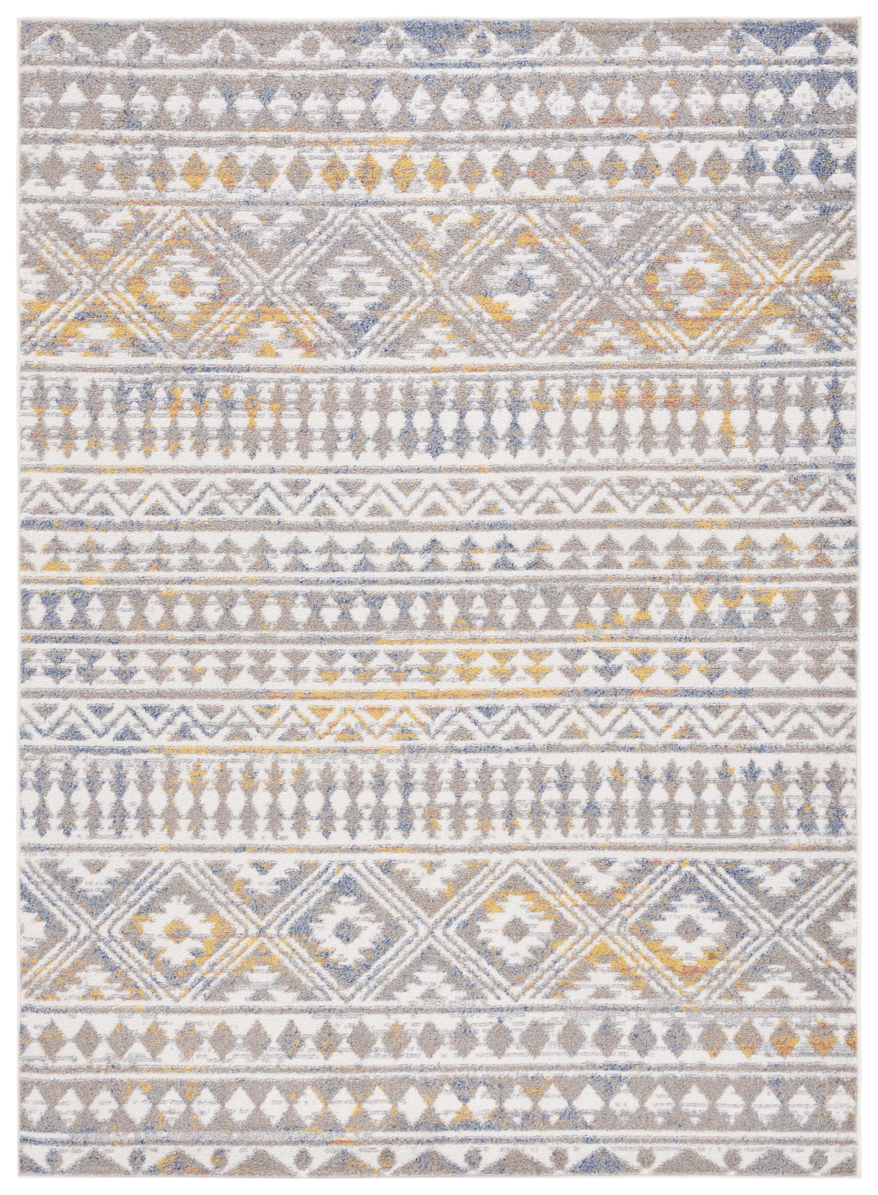Gray and Ivory Synthetic 9' x 12' Reversible Rectangular Area Rug