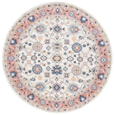 SAFAVIEH Astoria Tatjana Oriental Area Rug, Ivory/Rust, 6'7" x 6'7" Round