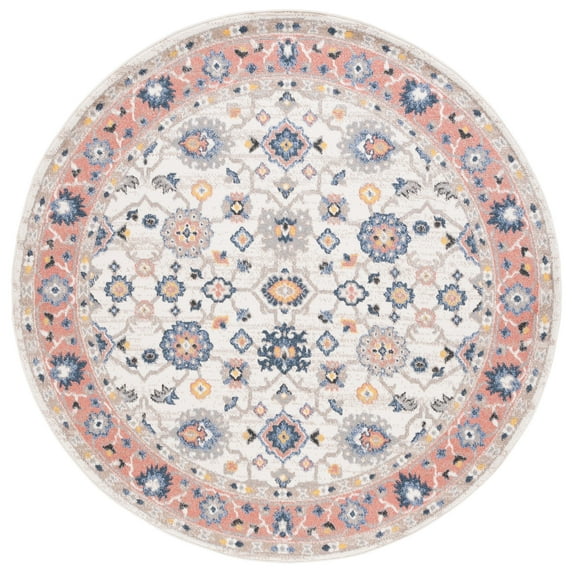 SAFAVIEH Astoria Tatjana Oriental Area Rug, Ivory/Rust, 6'7" x 6'7" Round
