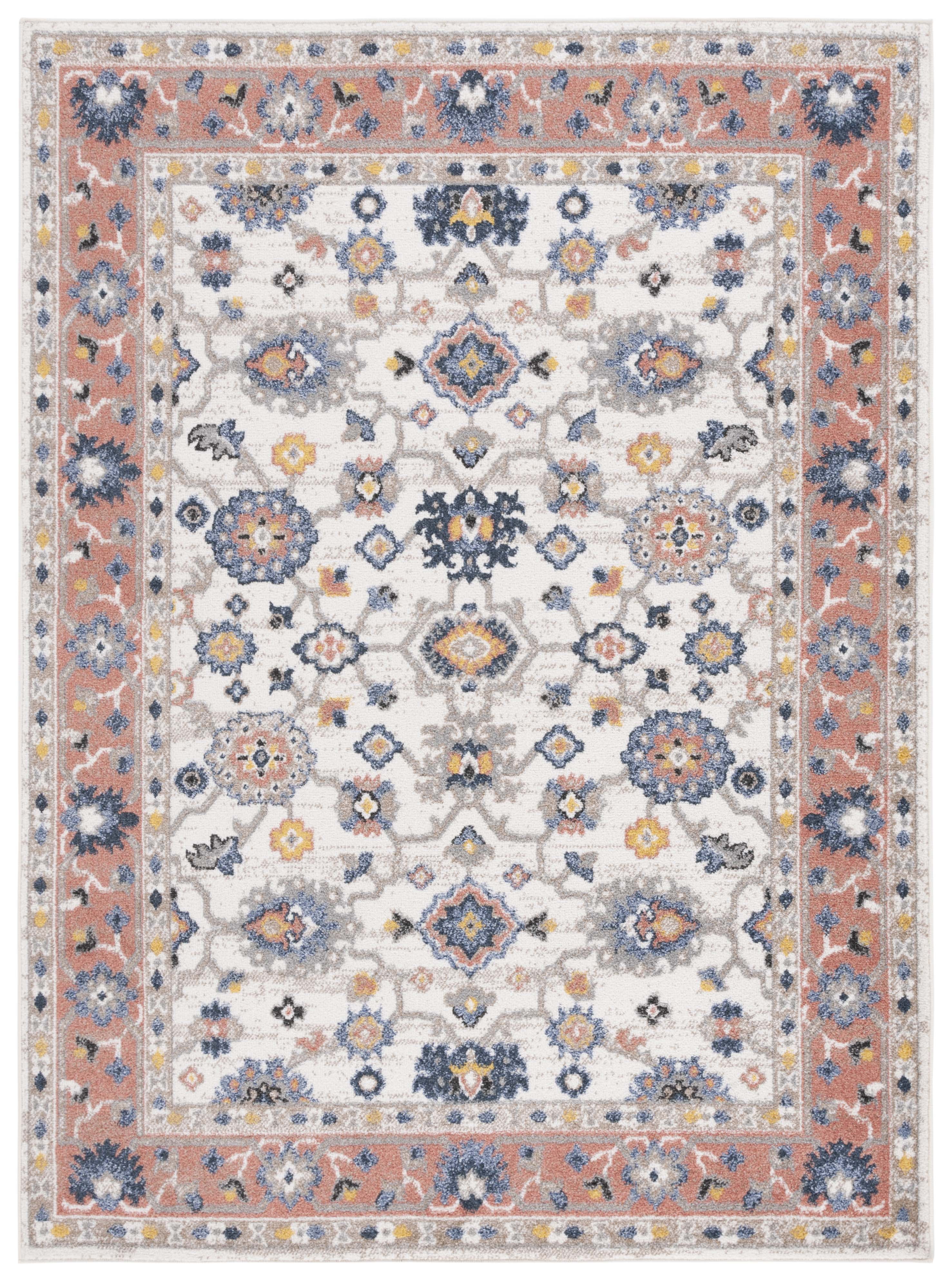 Ivory and Rust Synthetic Traditional 8' x 10' Area Rug