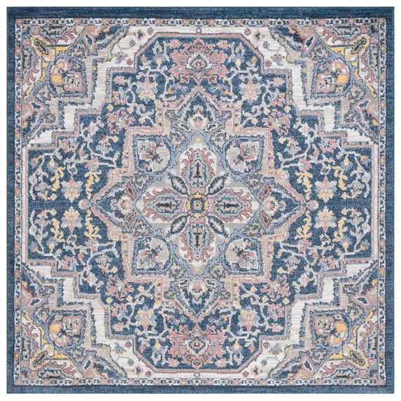 SAFAVIEH Astoria Tobin Traditional Area Rug, Blue/Beige, 6'7" x 6'7" Square