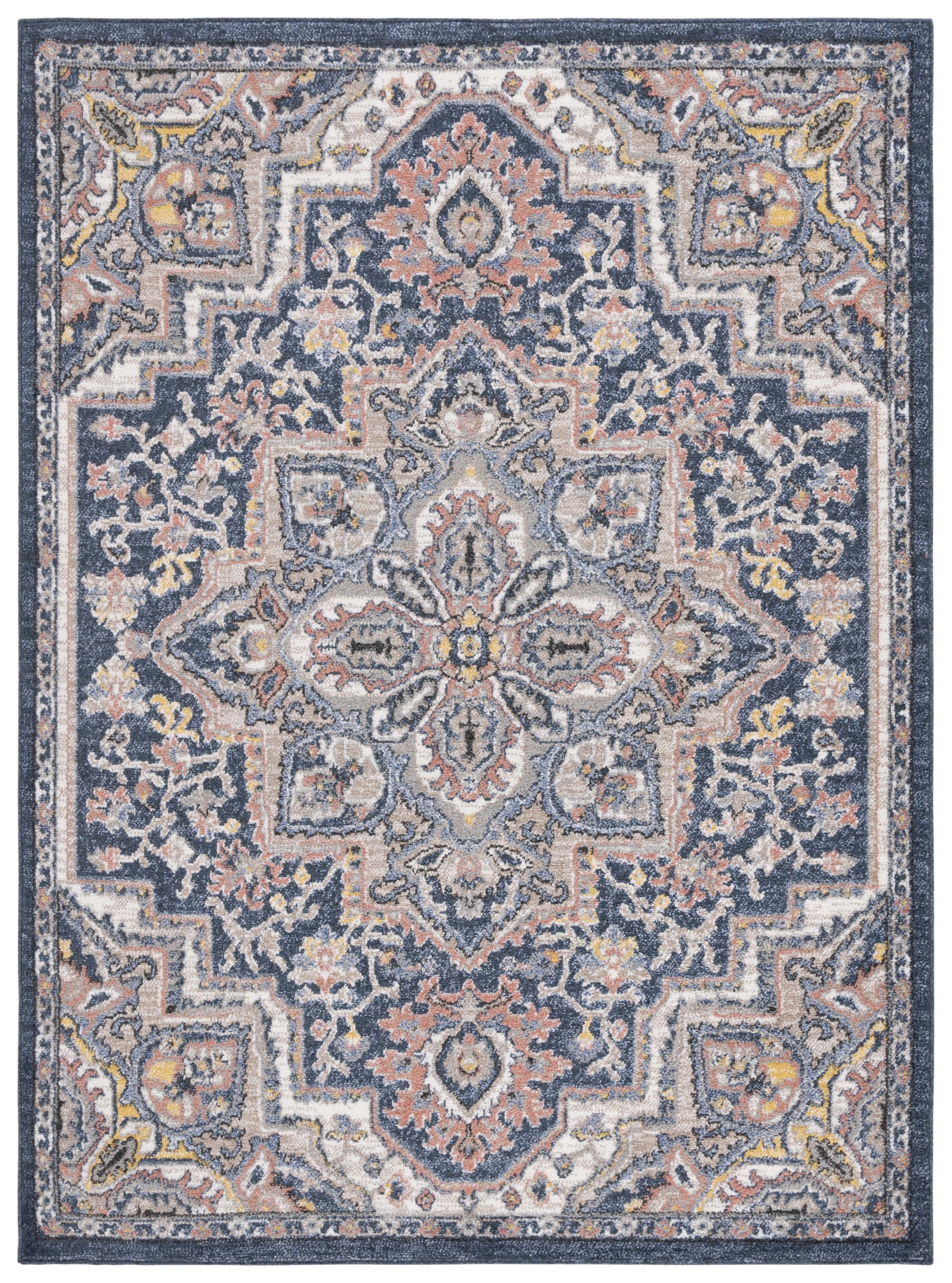 Astoria Blue and Beige Synthetic Traditional 8' x 10' Area Rug