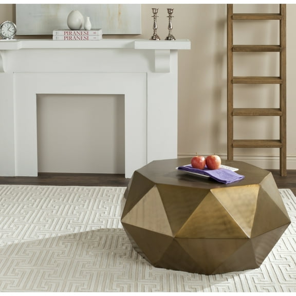 SAFAVIEH Astrid Solid Glam Faceted Octagon Coffee Table, Brass