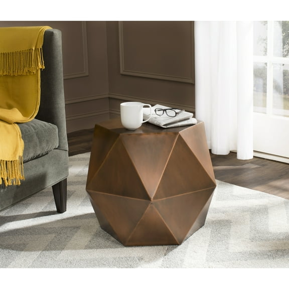 SAFAVIEH Astrid Solid Glam Faceted Side Table, Copper