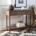thumbnail image 1 of SAFAVIEH Athena French 2-Drawer Brown Wood Rectangle Console Table (35.5 in. W x 13 in. D x 29.5 in. H), 1 of 7
