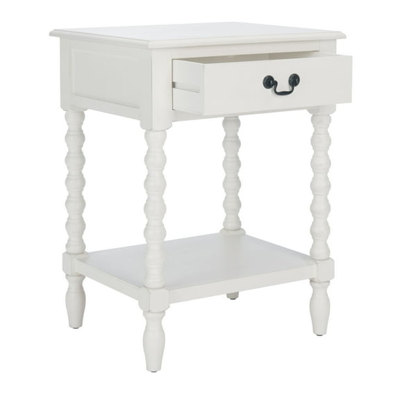 SAFAVIEH Athena Solid 1 Drawer Accent Table, Distressed White