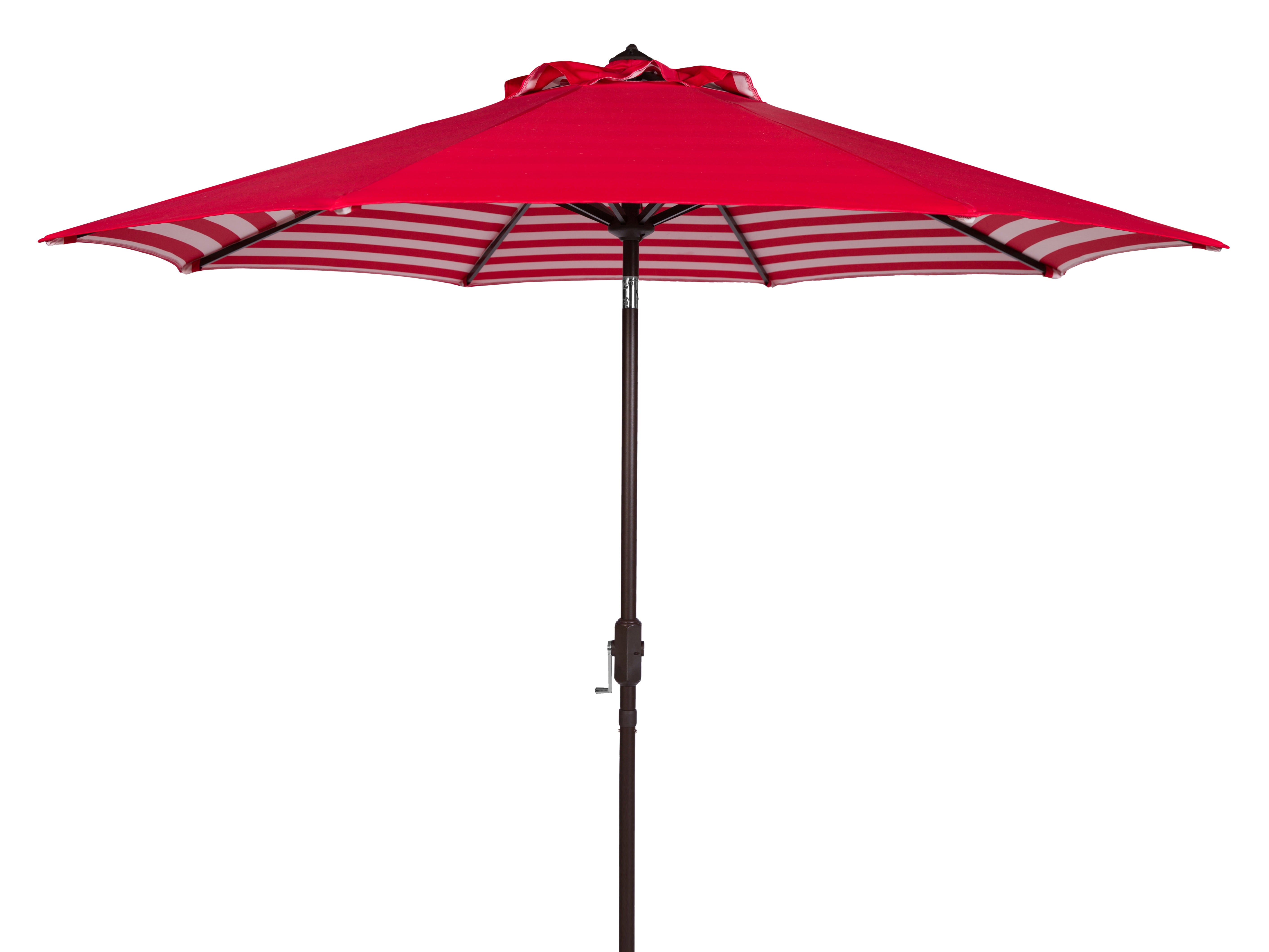 SAFAVIEH Athens 11' Market Crank Round Patio Umbrella, Red/White