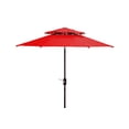 thumbnail image 1 of SAFAVIEH Athens 9' Market Double Top Crank Patio Umbrella, Red/White, 1 of 4