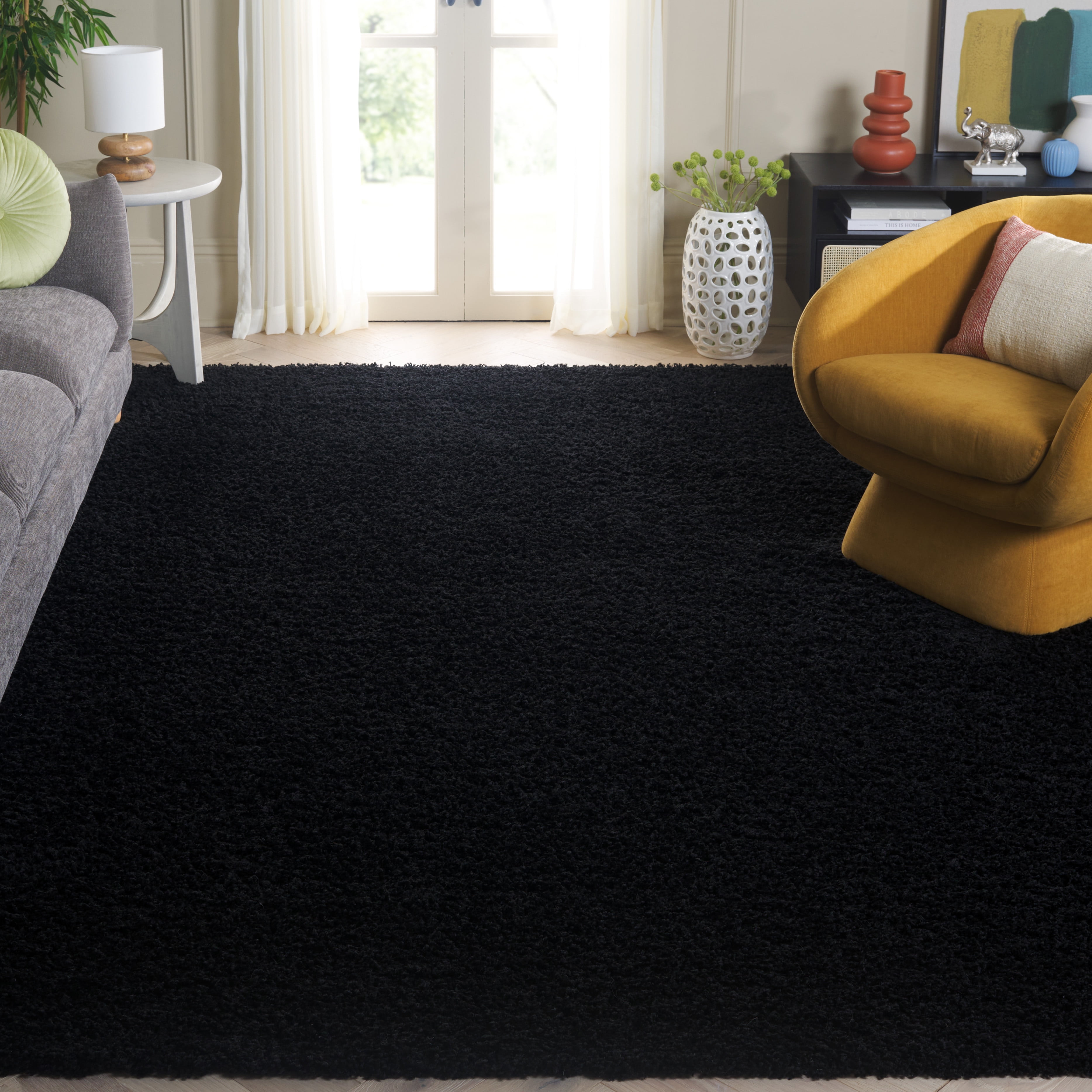 Safavieh Athens Talia Solid Shag Area Rug, Black, 9' x 12'