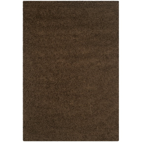 SAFAVIEH Athens Solid Plush Shag Area Rug, Brown, 5'1" x 7'6"
