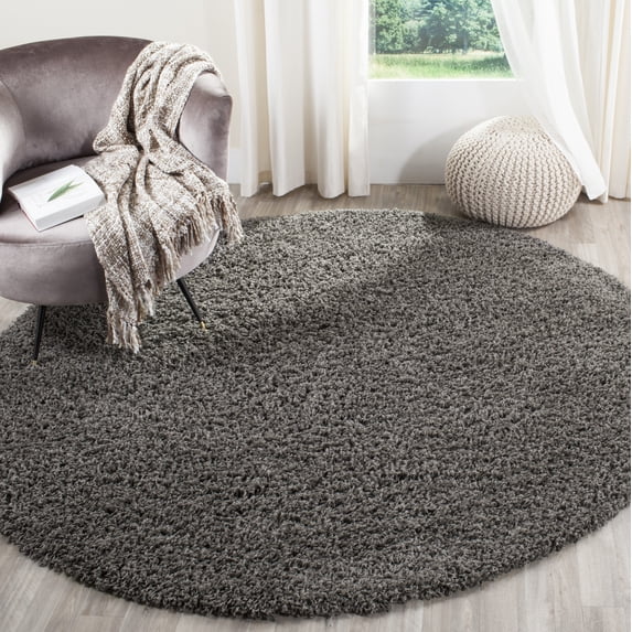 Safavieh Athens Talia Solid Shag Area Rug, Dark Gray, 6'7" x 6'7" Round