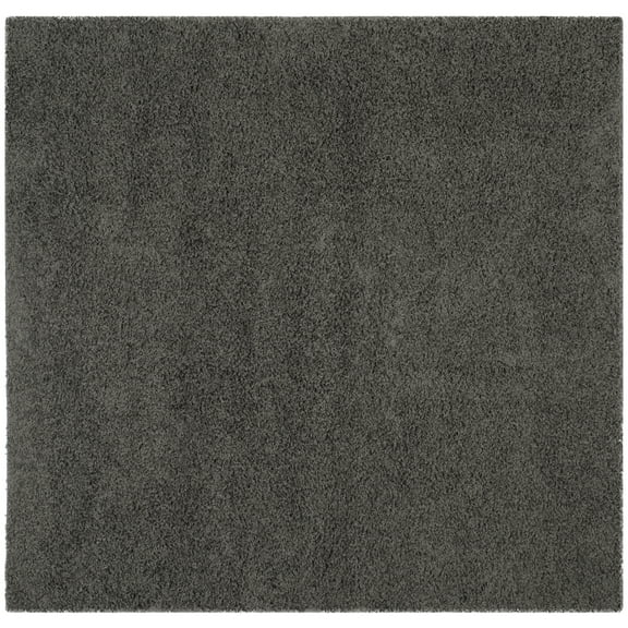 SAFAVIEH Athens Solid Plush Shag Area Rug, Dark Grey, 6'7" x 6'7" Square
