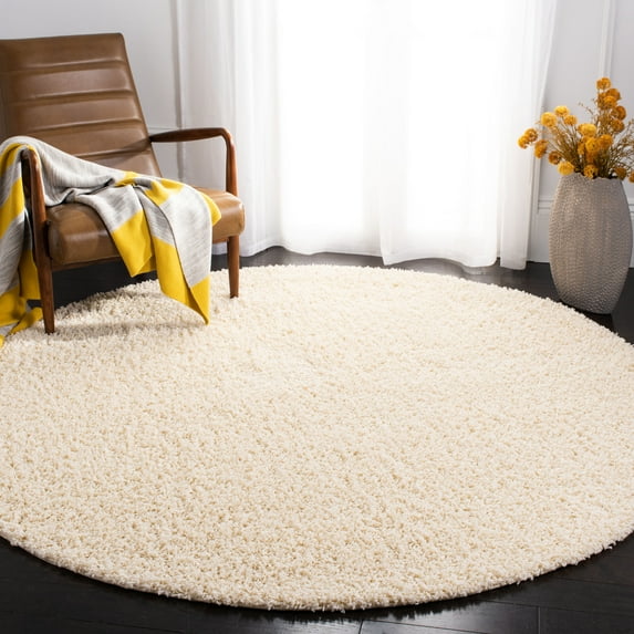 Safavieh Athens Talia Solid Shag Area Rug, Ivory, 6'7" x 6'7" Round