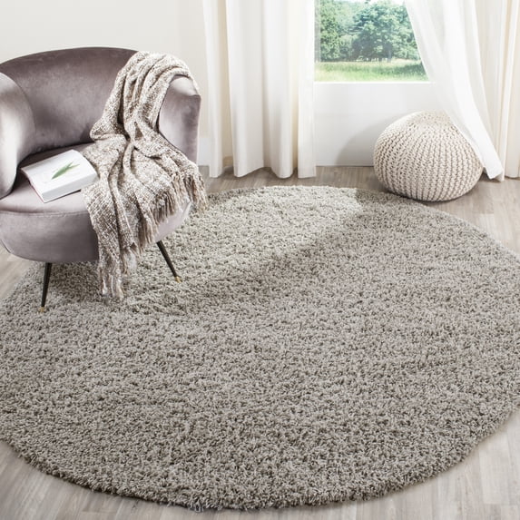 Safavieh Athens Talia Solid Shag Area Rug, Light Gray, 6'7" x 6'7" Round