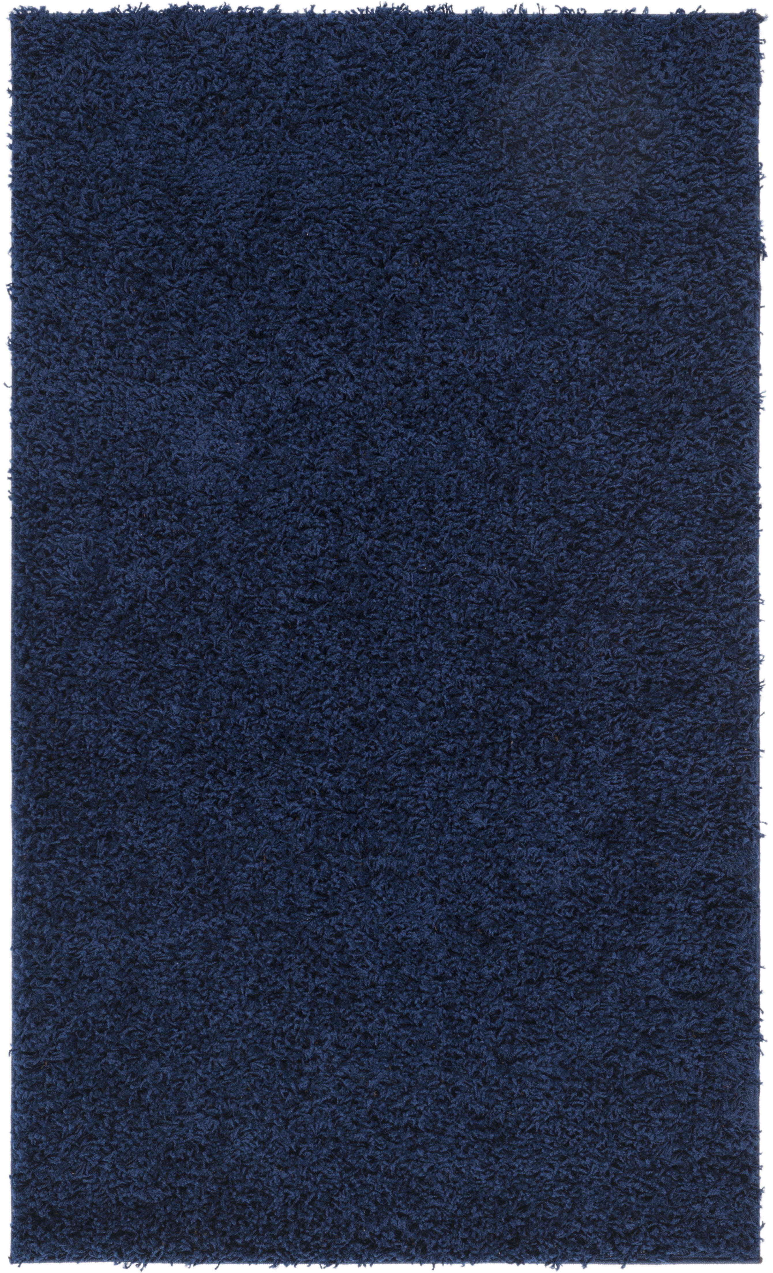 Navy 4' x 6' Hand-Knotted Shag Synthetic Rug