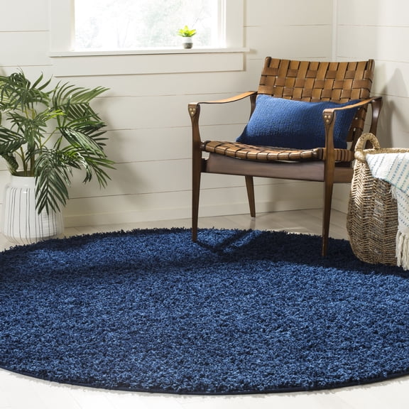 Safavieh Athens Talia Solid Shag Area Rug, Navy, 6'7" x 6'7" Round