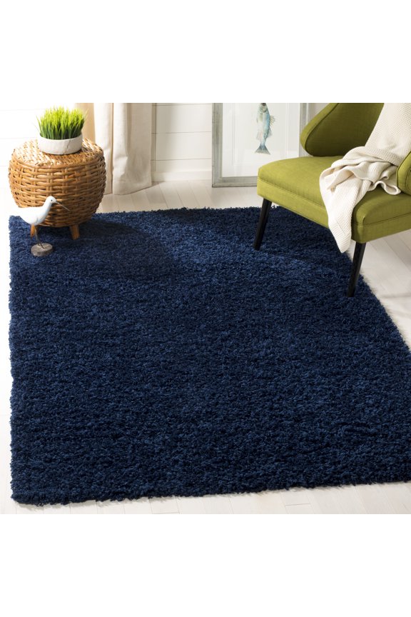 Athens Talia Solid Shag Area Rug, Navy, 8' x 10'