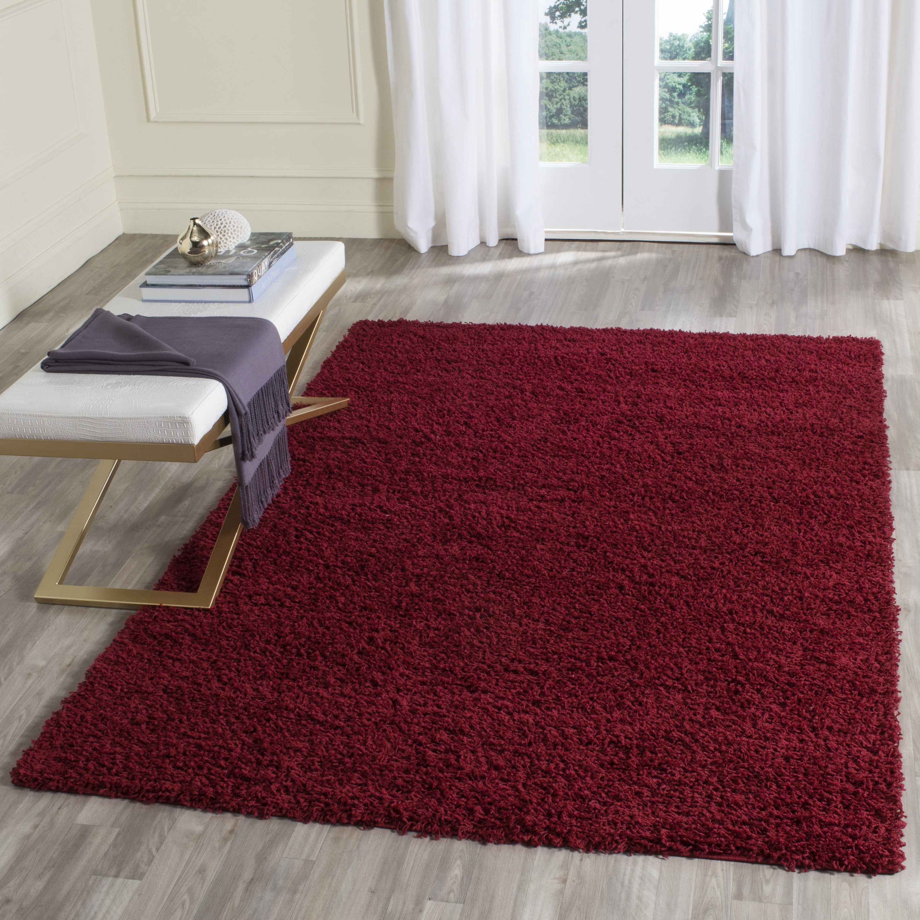 Safavieh Athens Talia Solid Shag Area Rug, Red, 5'1" x 7'6"
