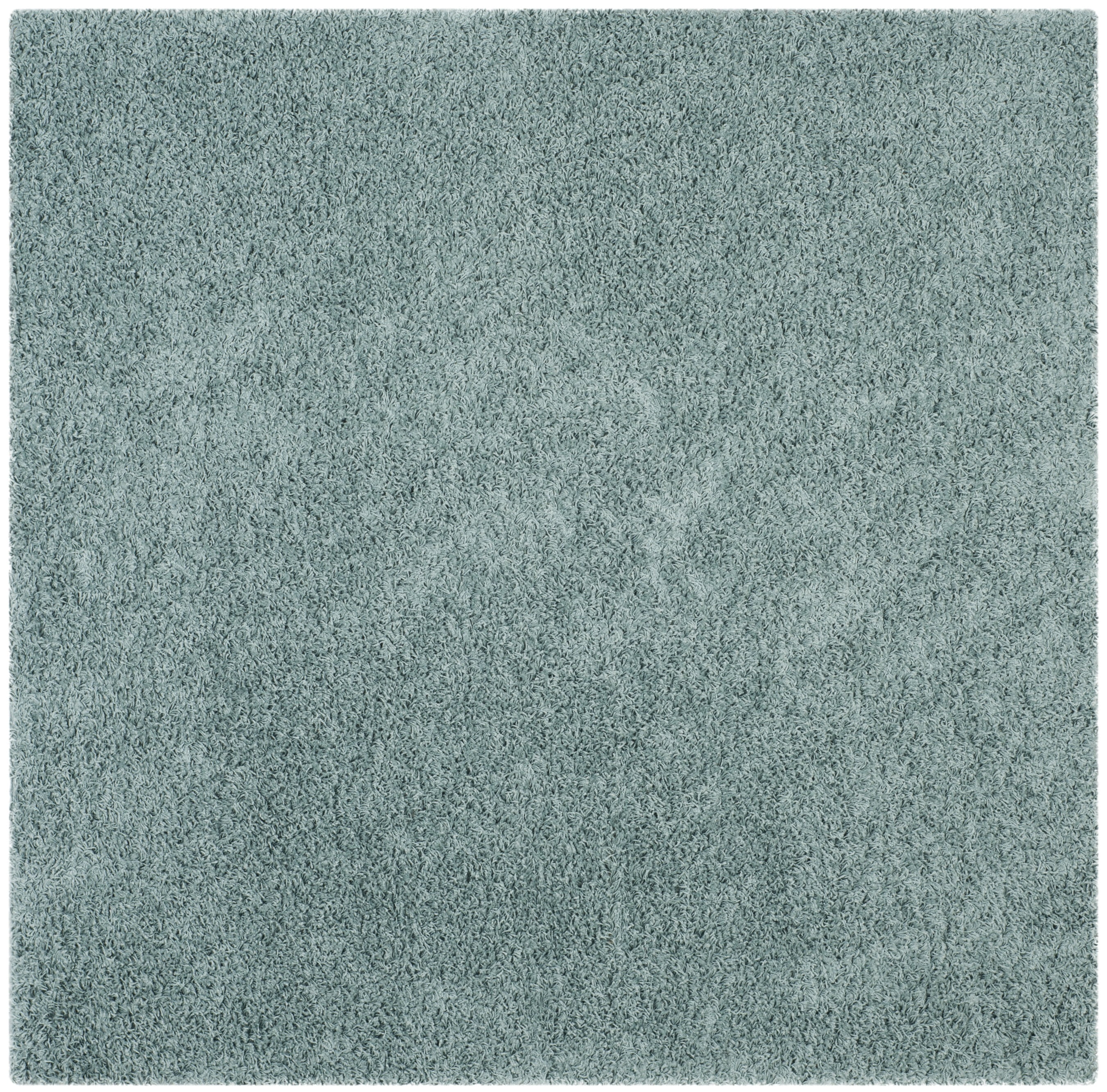 Luxurious Seafoam Square Shag Area Rug, Synthetic Easy Care, 6'7"